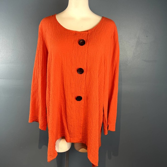 Ali Miles Tops - Ali Miles Crinkle Blouse - 1X